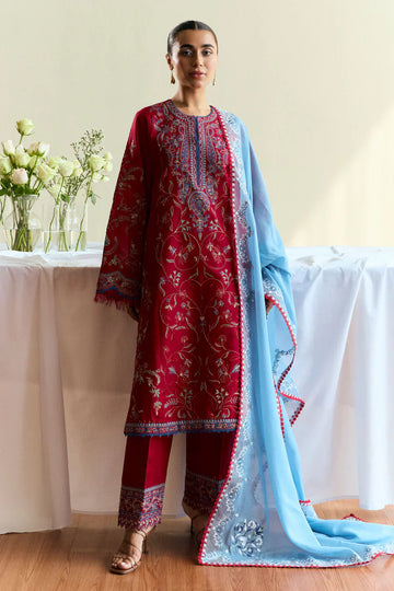 ZSJ LAWN EMBROIDERED 3PC SUIT